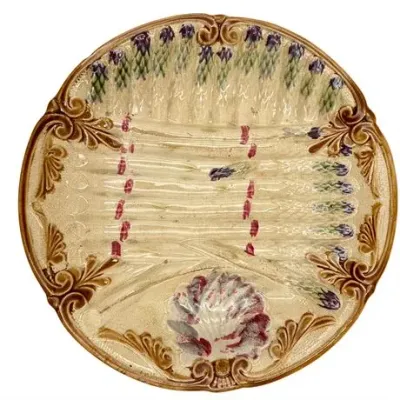 Sale Photo Thumbnail #122: 19th C Onnaing, French Majolica Asparagus Plate