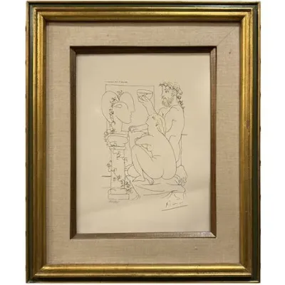 Sale Photo Thumbnail #55: Sculpteur avec Coupe et Modèle accroupi, Picasso Lithograph