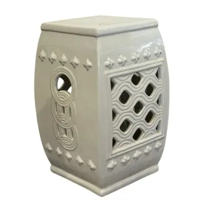 Sale Photo Thumbnail #32: Triple Coin White Porcelain Garden Stool