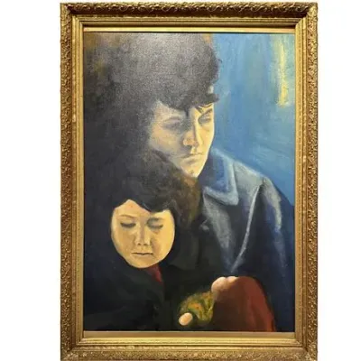 Sale Photo Thumbnail #45: Gregory Fuss, Untitled, Oil on Canvas, Father and Daughter Portrait