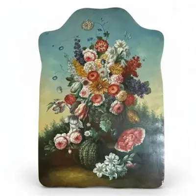 Sale Photo Thumbnail #169: Antique Fireplace Panel, Floral Still Life