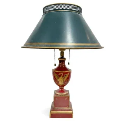 Sale Photo Thumbnail #38: 1920s French Red Tole Lamp