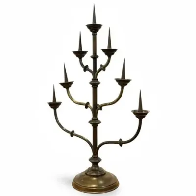 Sale Photo Thumbnail #73: Antique Brass Altar Candelabra