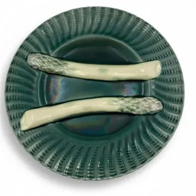Sale Photo Thumbnail #127: French Majolica Barbotine Asparagus Plate, Late 19th C