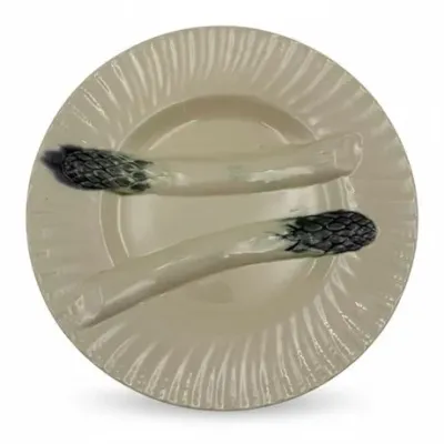 Sale Photo Thumbnail #126: French Majolica Barbotine Asparagus Plate, Late 19th C