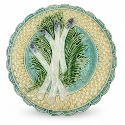 Sale Photo Thumbnail #132: French Majolica Barbotine Asparagus Plate Salins-les-Bains