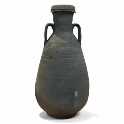 Sale Photo Thumbnail #74: Middle Eastern Black Terracotta Amphora Jug, Unmarked
