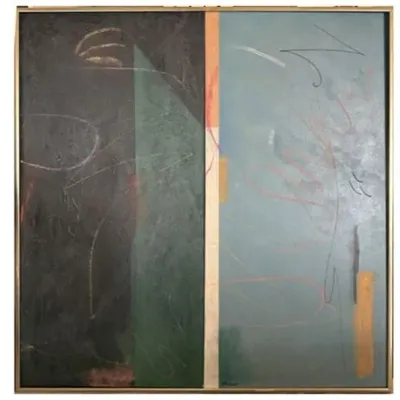 Sale Photo Thumbnail #165: Herbert J. Klauer (1916–1993) Mid-Century Abstract Oil on Canvas
