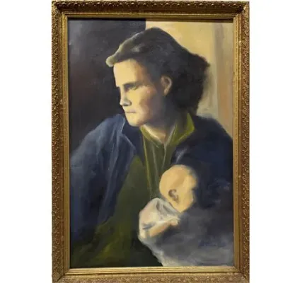 Sale Photo Thumbnail #46: Gregory Fuss, Untitled, Oil on Canvas, Mother and Child Portrait