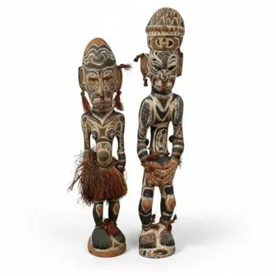 Sale Photo Thumbnail #181: Sepik River-Style Carved and Polychrome Wood Ancestor Figures