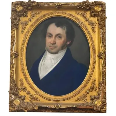 Sale Photo Thumbnail #29: 19th Century Portrait of a Gentleman in a Blue Coat, Pastel