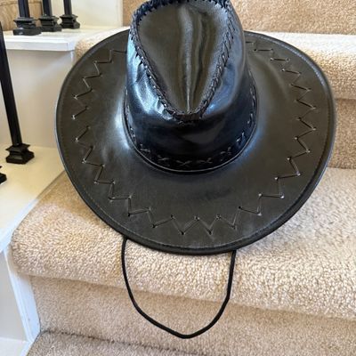 Leather cowboy hat.