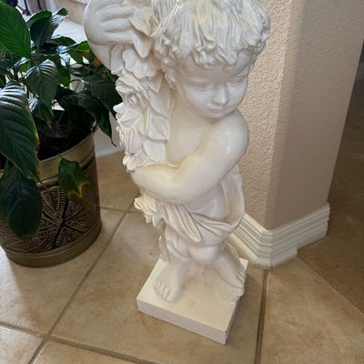 2 White Cherub Indoor or outdoor Statue