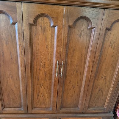 vintage Oak Wood Armoire/ Entertainment Cabinet.
