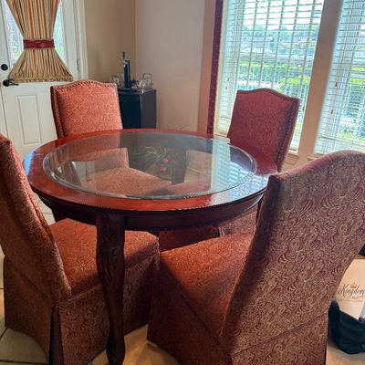 Kitchen Fully Upholstered   wood and Glass 48inch Round Table