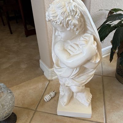 Indoor or Outdoor White Cherub Statue.