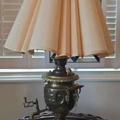 Vintage Russian Brass Samovar Lamp