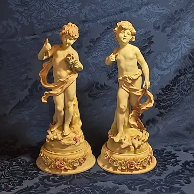 Lenwile China Ardalt Porcelain Cupid Table Lamps