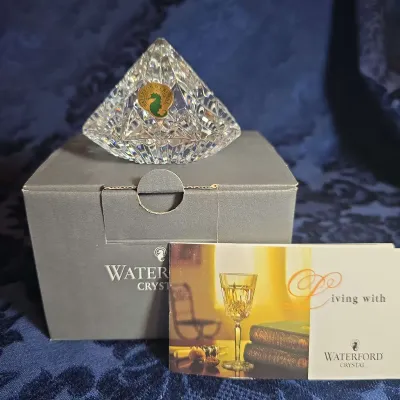 Waterford Crystal Diamond Paperweight New In Opened Box 