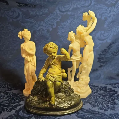 Vintage Alabaster And Chalkware Figurines Featuring Borghese