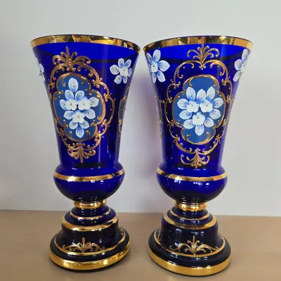 Egermann Bohem/Czech Repub Gold Gilded Vases