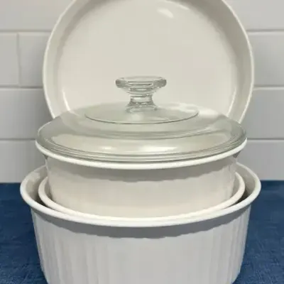French White Corningware Casserole Bakeware