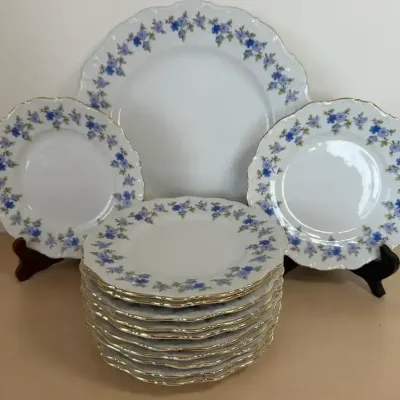 Blue Porcelain Plates by Seltmann Weiden Bavaria China