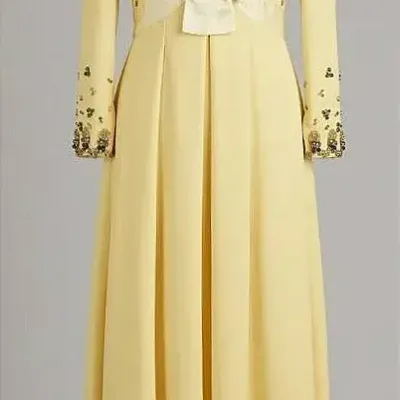 Vintage Tygier Italian Crepe Dress With Handbeaded Bodice