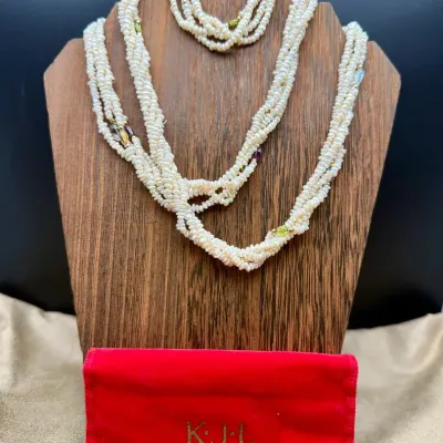 Kenneth Jay Lane - Freshwater Pearl & Stone -multi-strand Necklace And Bracelet 