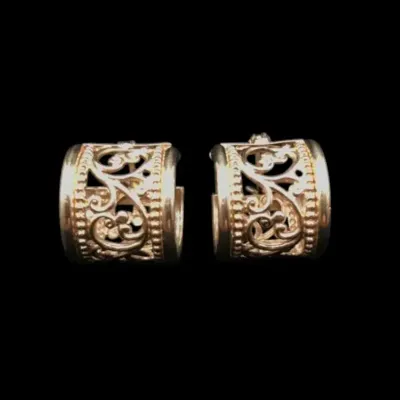 14k Gold Filigree Cuff Earrings 