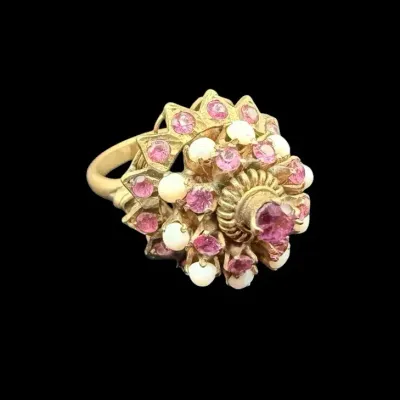 Vintage 14k Gold - Opal & Ruby Cocktail Ring 