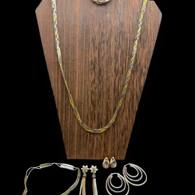 Estate Sterling Silver 925 & 14K Gold Accent Multi-Tone Jewelry Lot