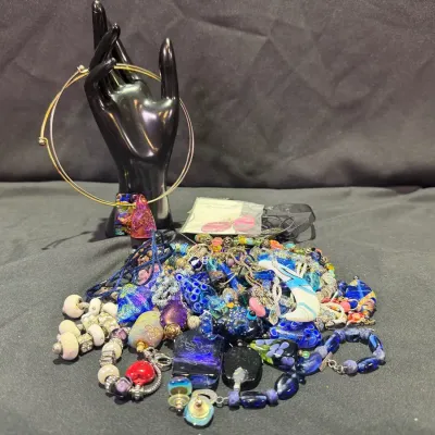 Large Assortment Of Glass Jewelry 