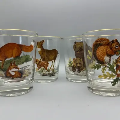 West Virginia Glass American Wildlife Series Rocks Glasses