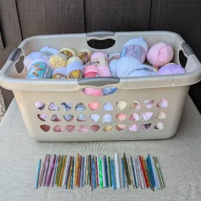 Pastel Yarn and Crochet Hooks