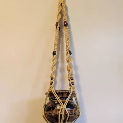 Macrame Plant Hanger and Pottery Planter