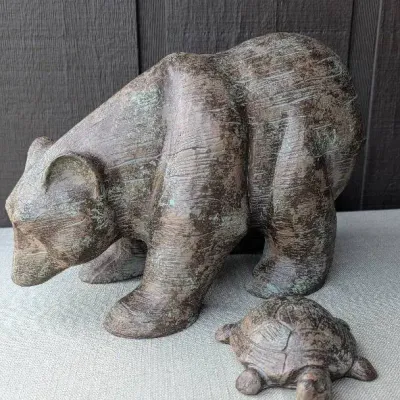 Bear and Turtle Sculptures