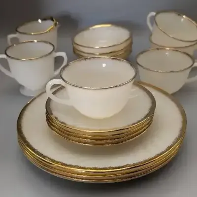 Fire King Golden Anniversary Milk Glass Set