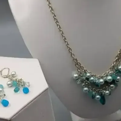 Colors of the Sea Necklace and Earrings