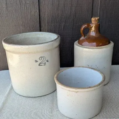 Stoneware Crocks and a Jug