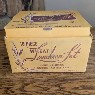 1960s Anchor Hocking Golden Wheat Luncheon Set