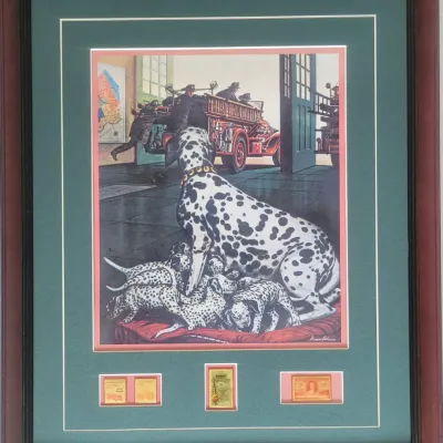 Print Titled Firehouse Action" (also Known As "Dalmatian And Pups") By Artist Stevan Dohanos