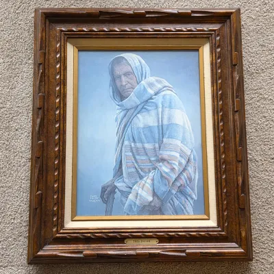 Sale Photo Thumbnail #46: James Fields “Taos Indian” Lithograph – Taos New Mexico Native American Portrait – Framed Wall Art