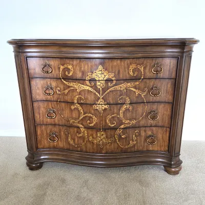 Sale Photo Thumbnail #55: Thomasville Hills of Tuscany 4-Drawer Accent Chest with Gilt Scrollwork – 54"W