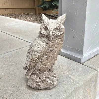 Sale Photo Thumbnail #70: -Heavy Solid Concrete Owl Garden Statue – 21" Tall