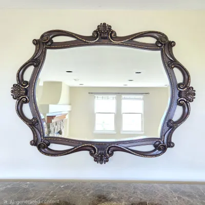 Sale Photo Thumbnail #58: Thomasville Hills of Tuscany Carved Wood Beveled Wall Mirror with Gold Accents – 56" x 43"