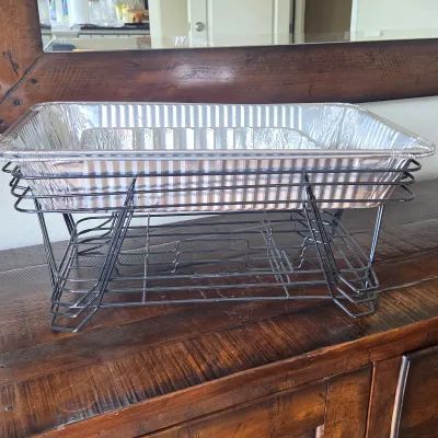 Sale Photo Thumbnail #76: Set of 3 Large Buffet Serving Racks with Aluminum Pans