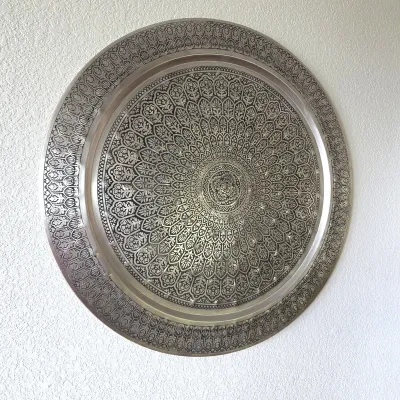 Sale Photo Thumbnail #10: Pottery Barn 38" Antiqued Silver Mandala Metal Wall Disc - Decor