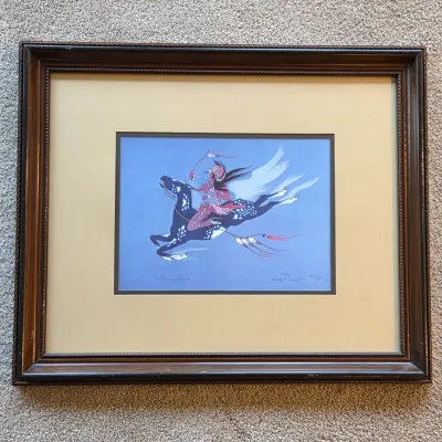 Sale Photo Thumbnail #47:  Woody Crumbo “Returning Warrior” Signed Limited Edition Serigraph – 681/710 - Wall Art