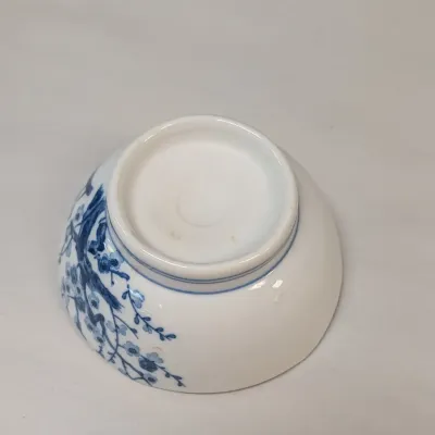 Blue & White Porcelain Bowls & Stoneware Dish w/ Lid